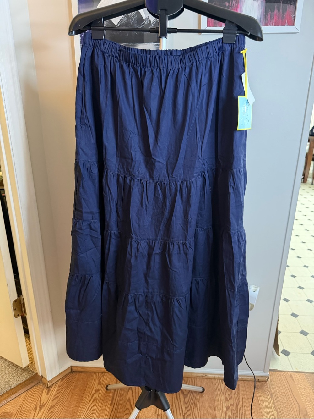 Cece Tiered Navy Maxi Skirt - Women's Navy Skirt With Pockets Size L